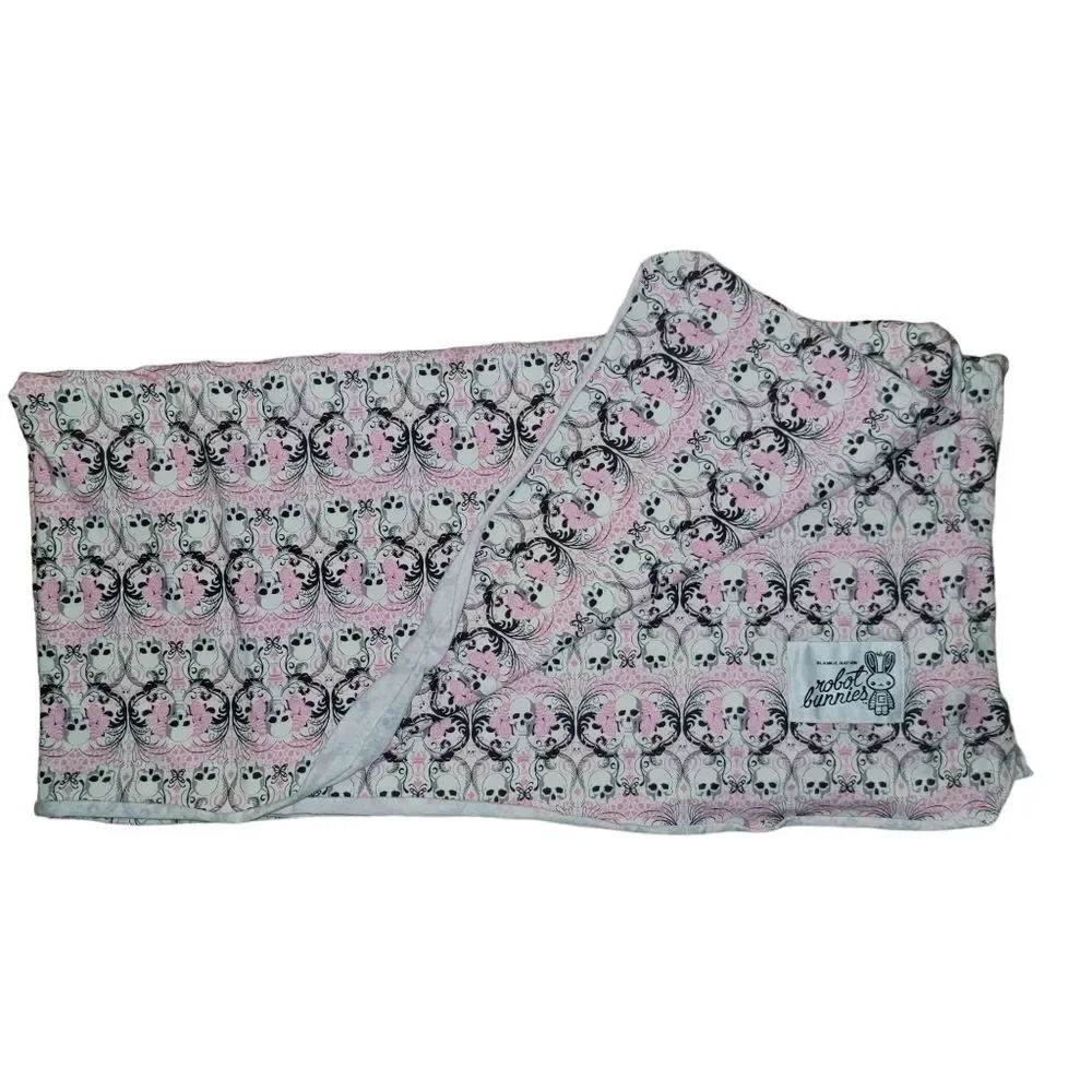 Robot Bunnies Skull & Roses stretch lightweight blanket